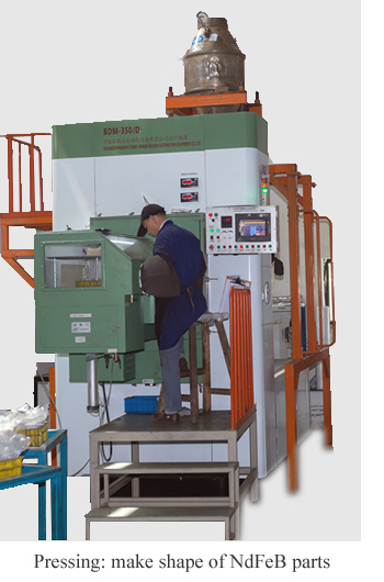 pressing: make shape of NdFeB parts